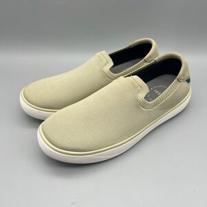 Vessi Boardwalk Slip-On Women Size 8 Tan‎ Beige Waterproof Knit Sneakers EUC